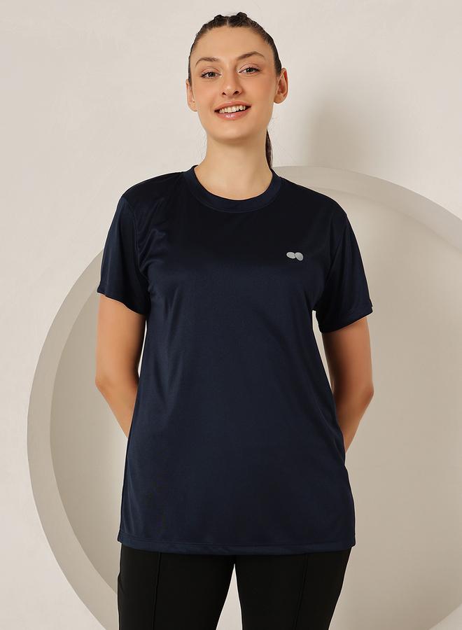 Clovia Women Navy Blue Comfort Fit Active T-Shirt - Image 2